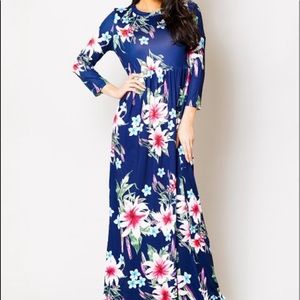 God shield long sleeves floral maxi